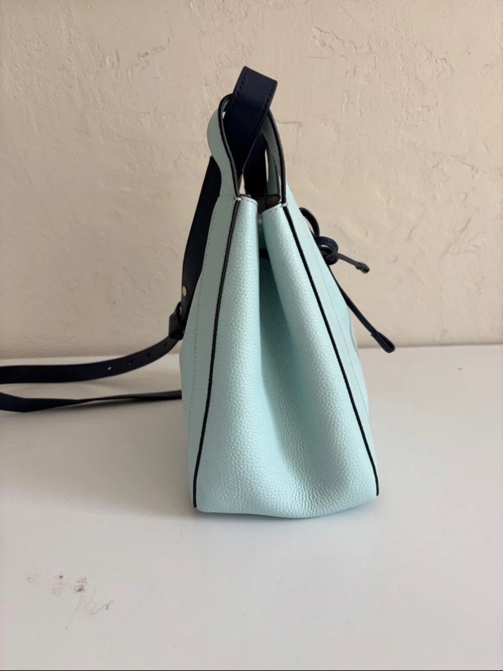 kate spade Mint and Black Leather‎ Drawstring Shoulder Bag